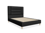 Alderford Fabric Bed Shown in Linoso Faux Linen Black Fabric