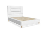 Alderford Fabric Bed Shown in Linoso Faux Linen Polar White Fabric
