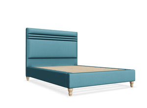 Alby Fabric Bed Frame Finished in Moda Blue Fabric