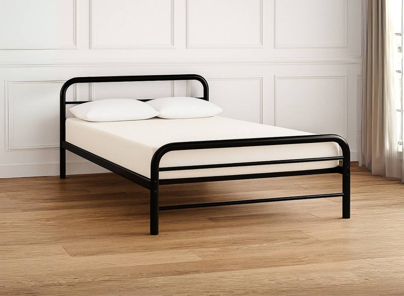 Black Metal Bed Frame Sized in Double