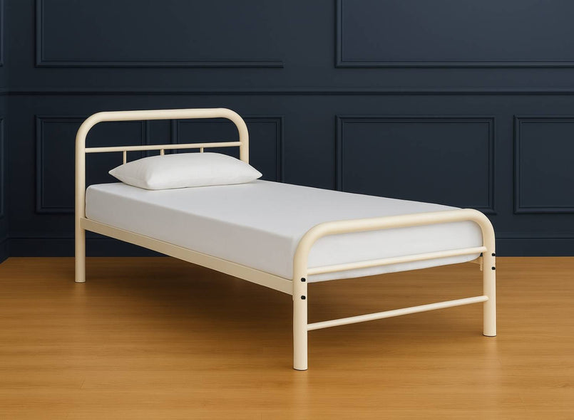 Cransfield Metal Bed Frame in Single Size in Cream