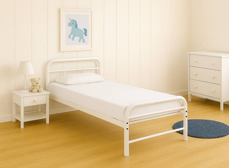 Cransfield Metal Bed Frame in Single Size in White Finish