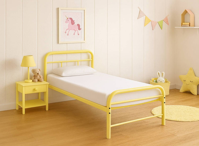 Cransfield Metal Bed Frame Finished in Yellow in Single Size