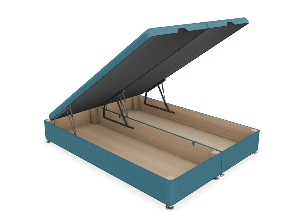 Double Ottoman Bed - End Lift in Faux Linen Navy