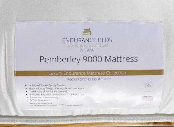 Pemberley 9000 Pocket Sprung Mattress Label