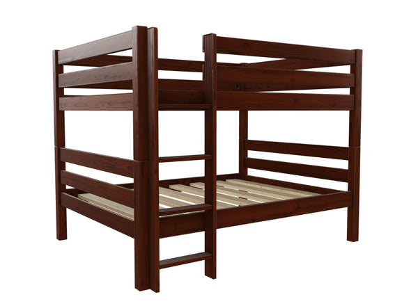 Quad Wooden Bunk Bed Finished in Stained Mahogany