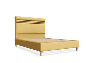 Alby Fabric Bed Frame Finished in Moda Yellow Fabric