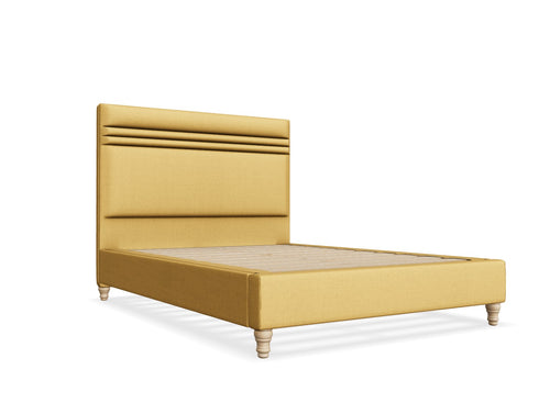 Alby Fabric Bed Frame Finished in Moda Yellow Fabric