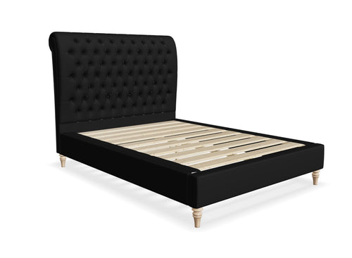 Congham Fabric Bed with Low Foot End in Night Black