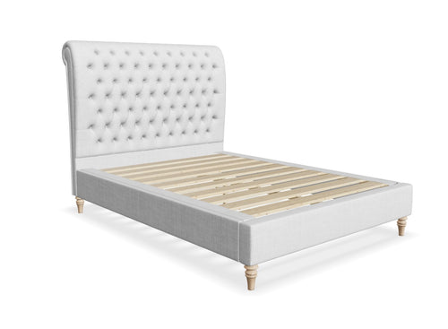 Congham Fabric Bed with Low Foot End in White Polar