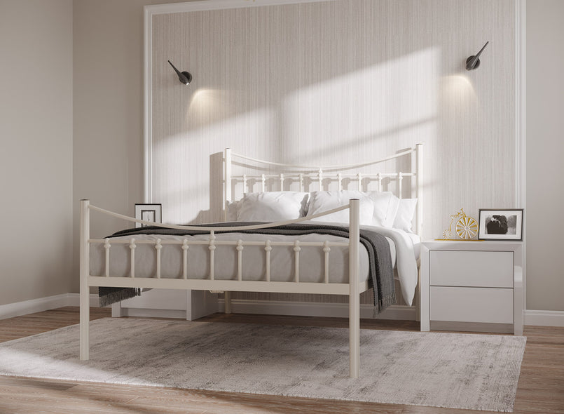 Bronx Wrought Iron Bed (High) in Cream