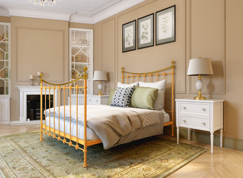 Evelyn Wrought Iron Bed in Saffron Yellow