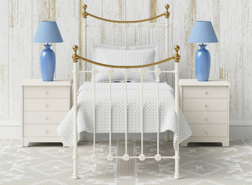 Evelyn Wrought Iron Bed (Single) in Ivory