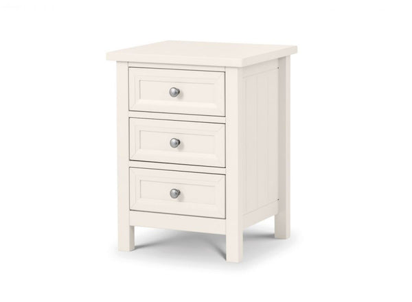 Maine 3 Drawer Bedside Table in Surf White