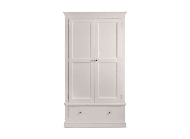 Clermont 2 Door 1 Drawer Wardrobe in Light Grey