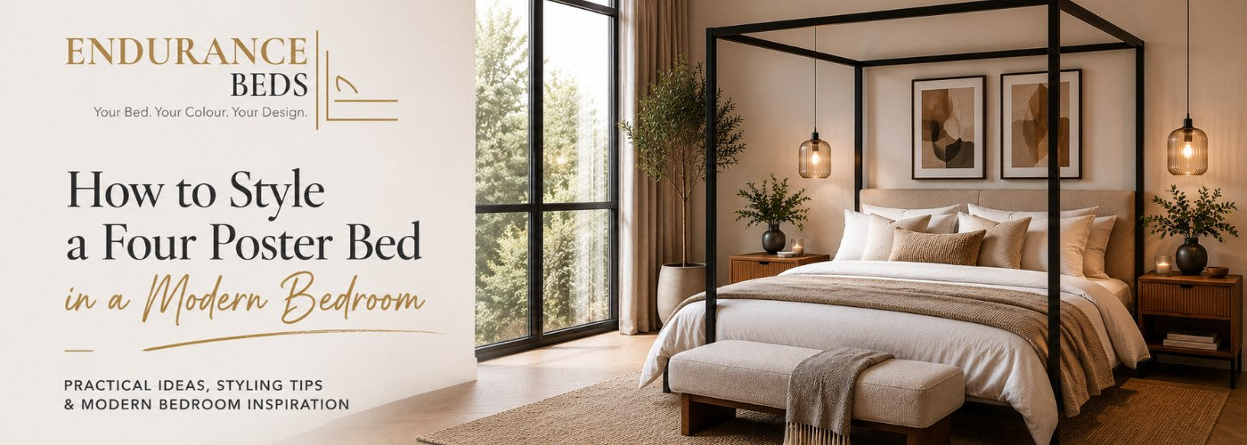 How to style a four poster bed in a modern bedroom