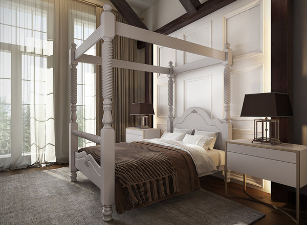 Illington 4 Poster Wooden Bed in Grey
