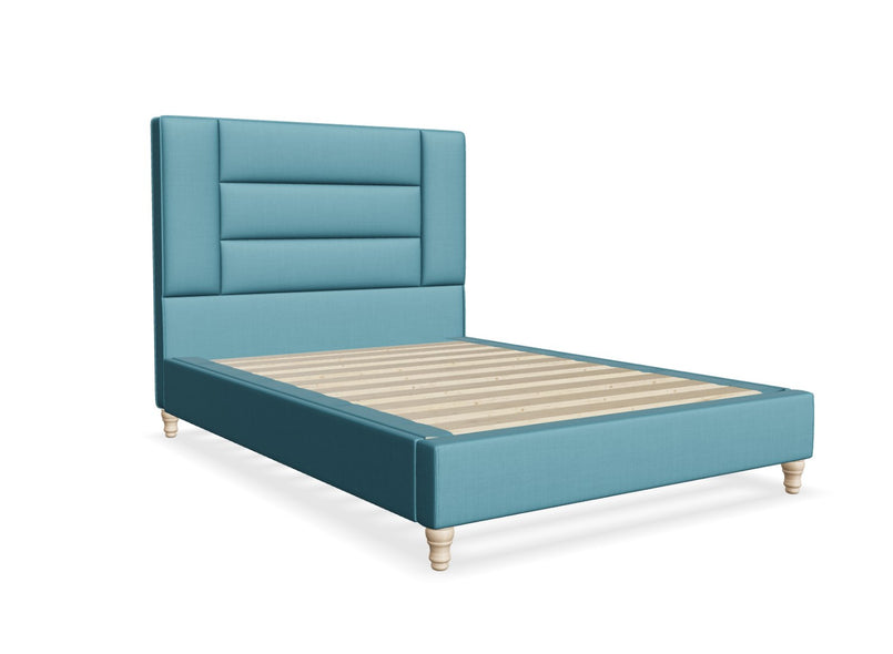 Alderford Fabric Bed Shown in Moda Flat Weave Cobalt Blue Fabric