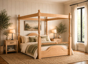 Ashwicken Floor Four Poster Bed in Antique Finish