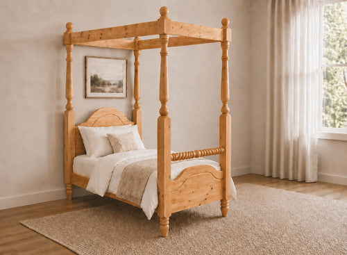 Ashwicken Four Poster Bed in Antique Finish, Single Size