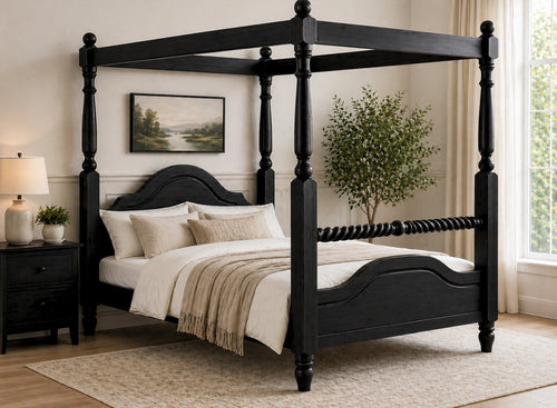 Ashwicken Four Poster Bed in Black Ash Finish