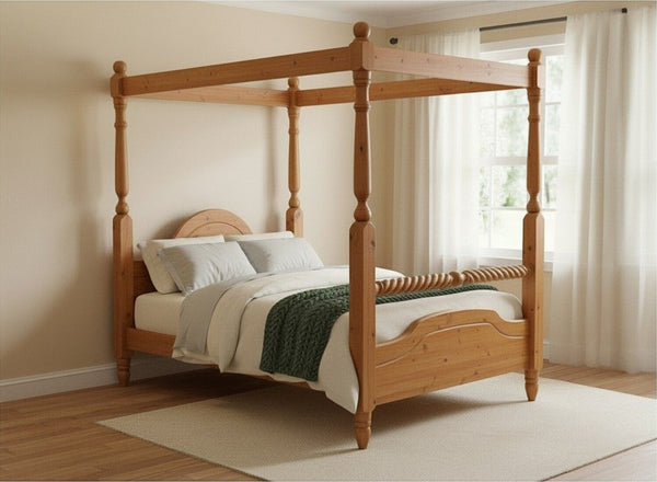 Ashwicken 4 poster with twisted rail finished in Oak