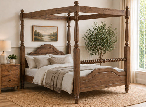 Ashwicken Four Poster Bed in Walnut Finish