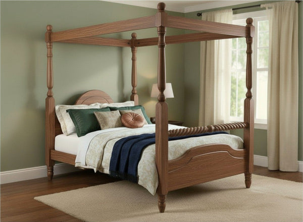 Ashwicken 4 poster with twisted rail finished in Walnut