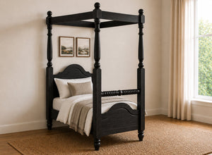 Ashwicken Four Poster Bed in Black Ash Finish, Single Size