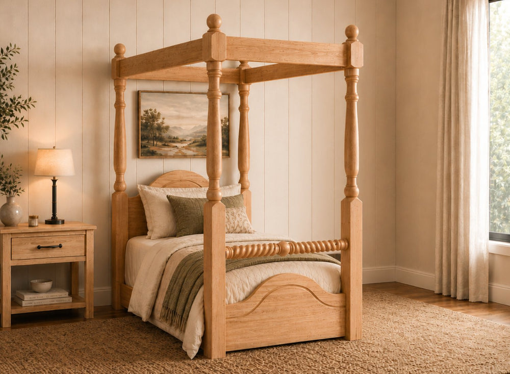 Ashwicken Floor Four Poster Bed in Antique Finish
