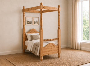 Ashwicken Four Poster Bed in Oak Finish, Single Size