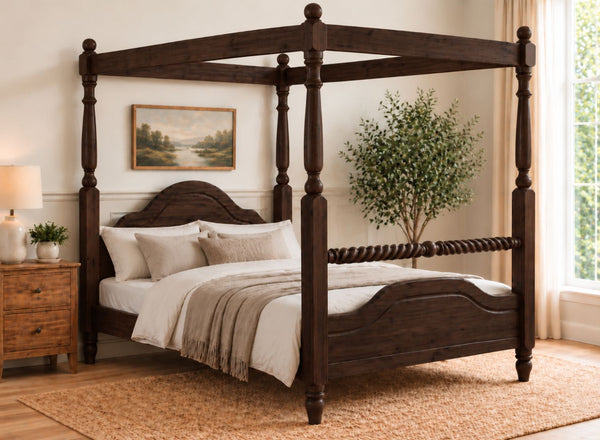Ashwicken Four Poster Bed in Walnut Finish