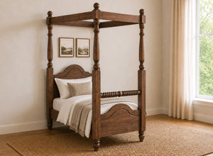 Ashwicken Four Poster Bed in Walnut Finish, Single Size