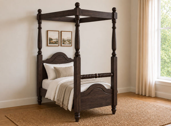 Ashwicken Four Poster Bed in Walnut Finish, Single Size