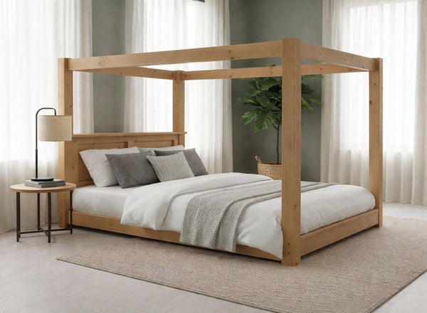 Barnwell Floor Bed in Oak Finish