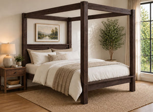 Barnwell Four Poster Bed in Walnut (Low End)