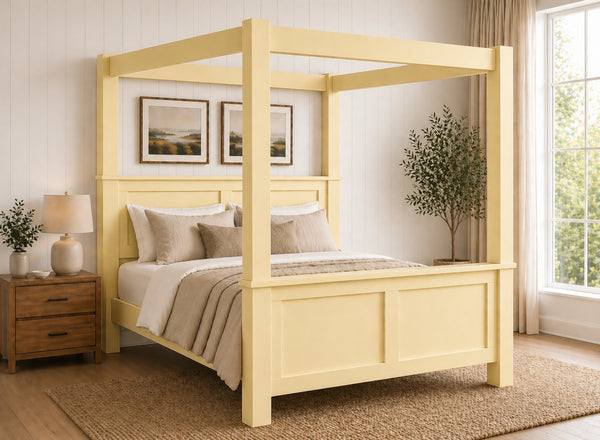 Barnwell Four Poster Bed in Dayroom Yellow (High End)