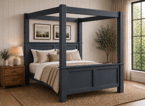Barnwell Four Poster Bed in Hague Blue (High End)