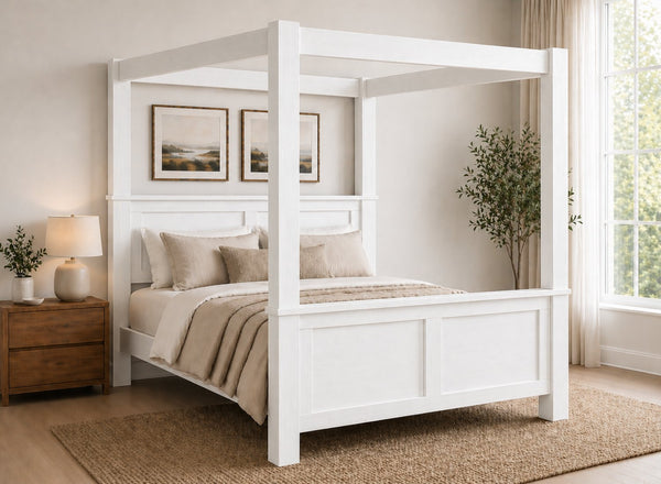 Barnwell Four Poster Bed in White (High End)