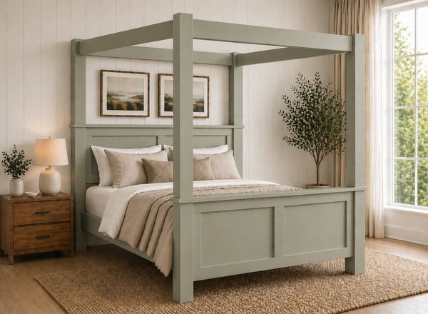 Barnwell Four Poster Bed in Sage Green (High End)