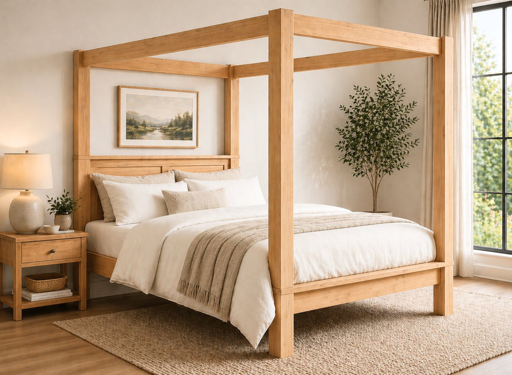 Barnwell Four Poster Bed in Sage Green (High End)