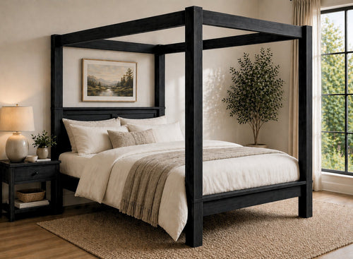 Barnwell Four Poster Bed in Black Ash (Low End)