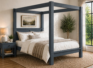 Barnwell Four Poster Bed in Hague Blue (Low End)