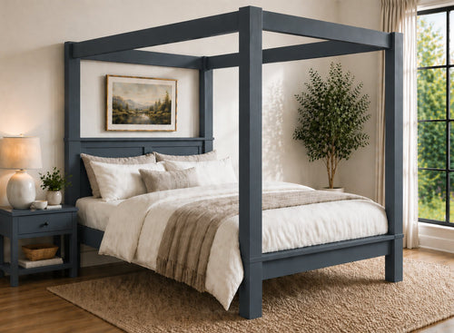 Barnwell Four Poster Bed in Hague Blue (Low End)