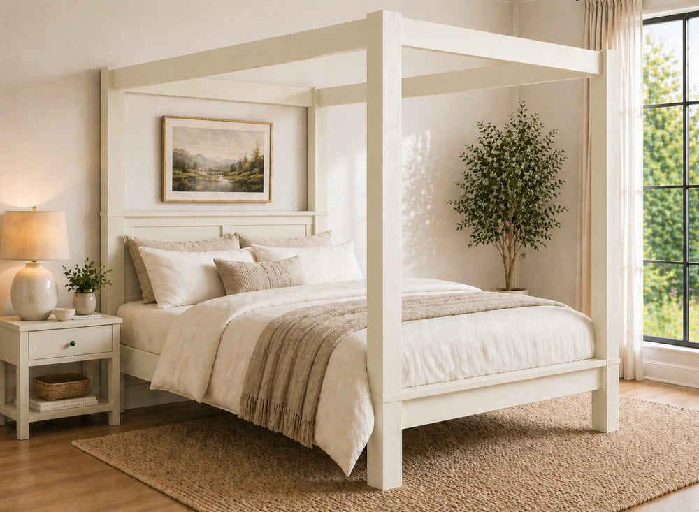 Barnwell Four Poster Bed in James White (Low End)