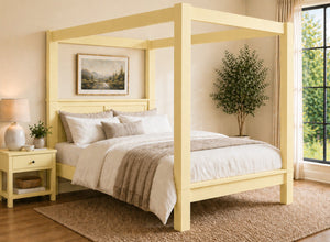 Barnwell Four Poster Bed in Dayroom Yellow (Low End)