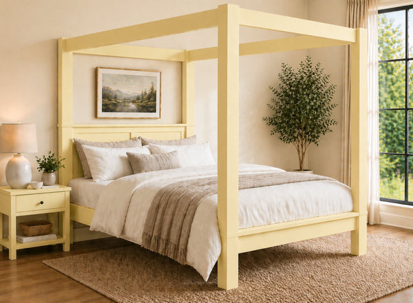 Barnwell Four Poster Bed in Dayroom Yellow (Low End)
