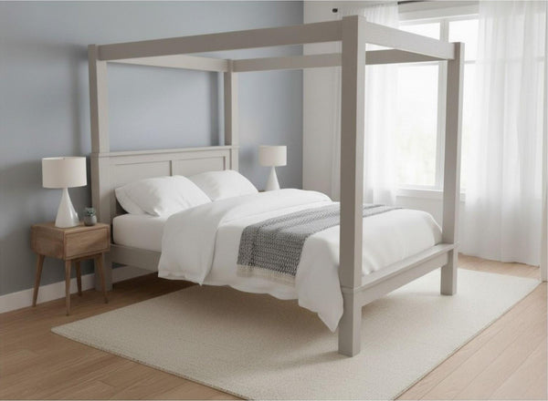 Barnwell 4 Poster Bed in Dovetail Grey Finish (Low End)