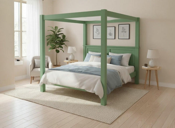 Barnwell 4 Poster Bed in Emerald Green Finish (Low End)