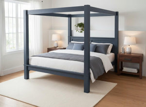 Barnwell 4 Poster Bed in Hague Blue Finish (Low End)